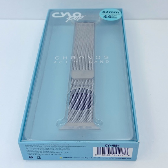 APPLE WATCH BAND, MAGNETIC FASTENER, SILVER COLOR, FITS 42mm-44mm, METAL, UNISEX - Picture 10 of 14